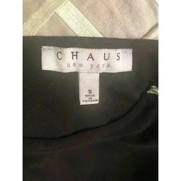 Chaus New York Small Black Peplum Sleeveless Blouse Zipper Shoulder Detail - Picture 4 of 5